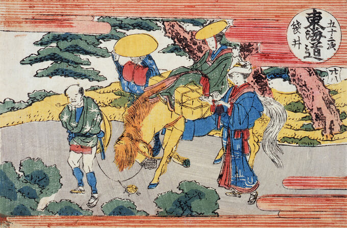 「五十三次江都の住かい　袋井」 小判錦絵 文化（1804-18）初中期頃