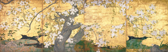 国宝　桜図壁貼付　長谷川久藏筆　京都・智積院　桃山時代・16世紀