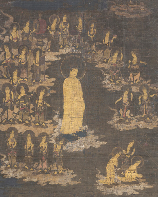 弥陀二十五菩薩来迎図　絹本着色　1幅 室町時代 京都・知恩院蔵 前期展示