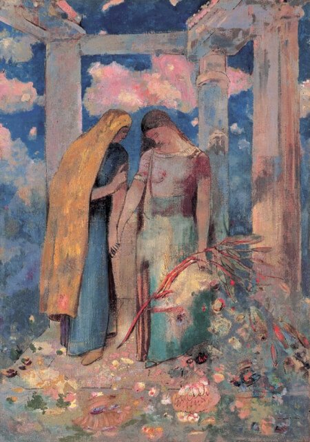 《神秘的な対話》　オディロン・ルドン　1896年頃　油彩／カンヴァス　岐阜県美術館蔵