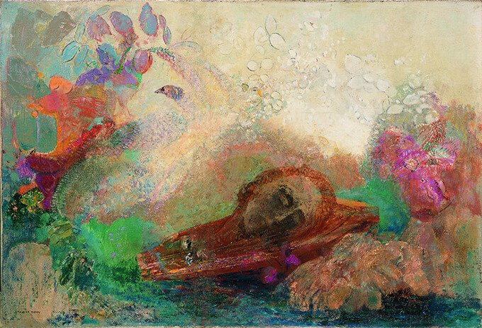 オディロン・ルドン《オルフェウスの死》1905-1910年頃 油彩／カンヴァス 岐阜県美術館蔵