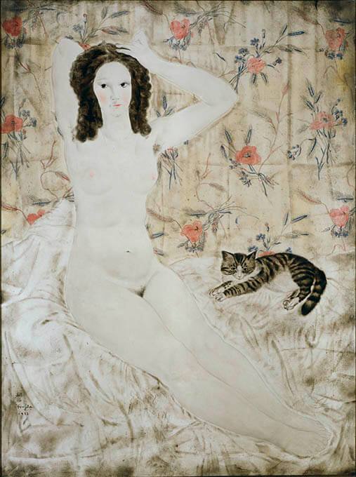 《タピスリーの裸婦》 1923年 京都国立近代美術館蔵 © Fondation Foujita / ADAGP, Paris & JASPAR, Tokyo, 2017 E2833