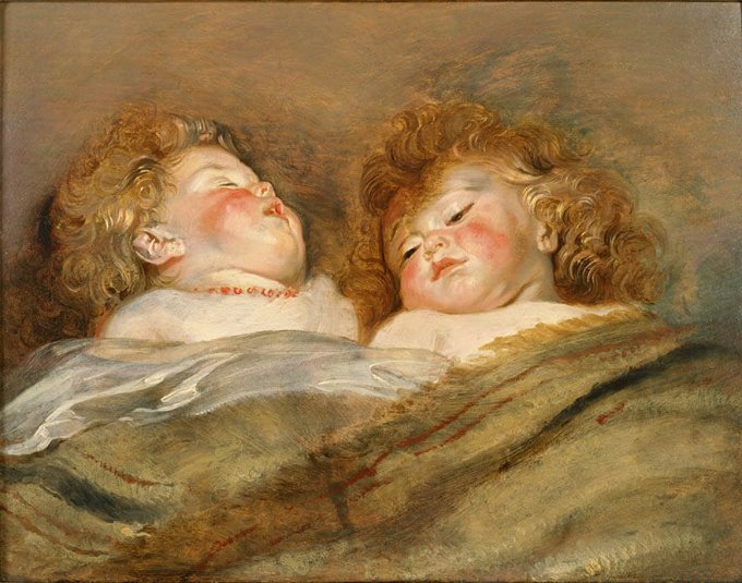ペーテル・パウル・ルーベンス　眠る二人の子供　1612-13年頃　油彩／板　東京、国立西洋美術館