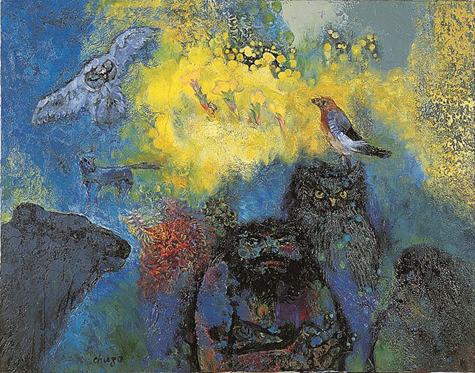 岩船修三《森の中の神々》1973（昭和48）年　函館美術館蔵