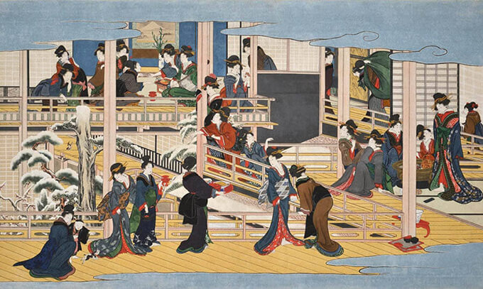 喜多川歌麿「深川の雪」(部分)享和2年～文化3年(1802～06)頃 岡田美術館蔵