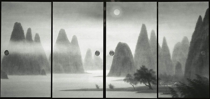 《唐招提寺御影堂障壁画 桂林月宵》（部分） 1980（昭和55）年 唐招提寺蔵