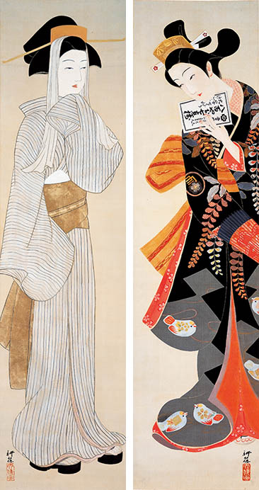 掛軸 美人画 [B24092] 紙本 平安 成清龍人 京美人 人物 床の間 飾り 掛軸 美人画 [B24092] 紙本 平安 成清龍人 京美人 人物 床の間 飾り